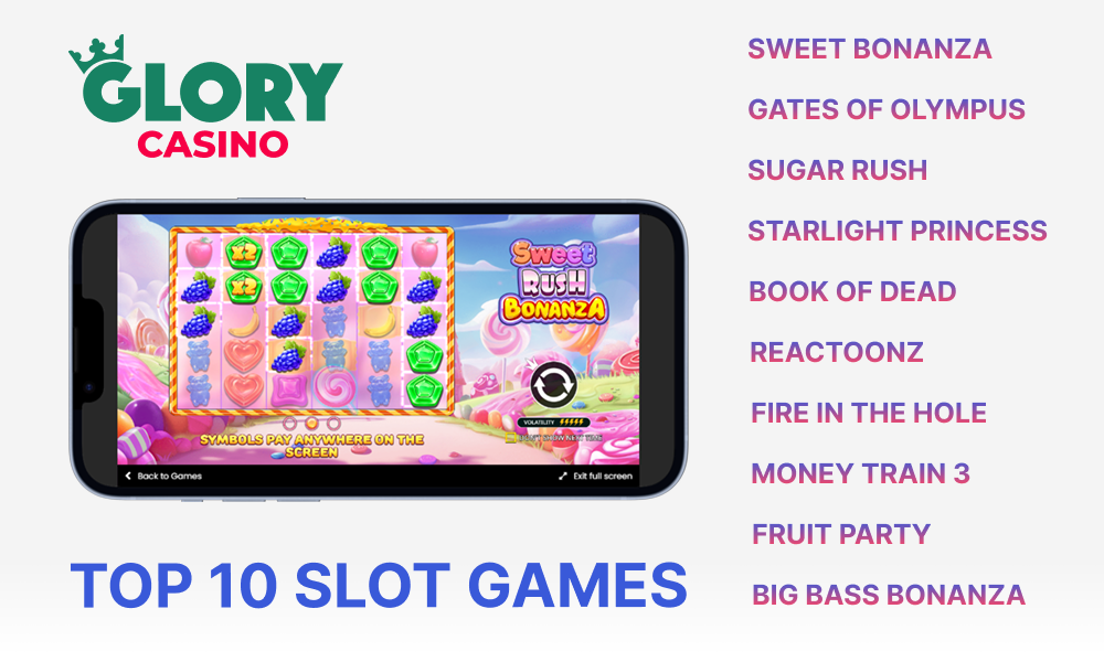 The top 10 favorite slot games at Glory Casino app