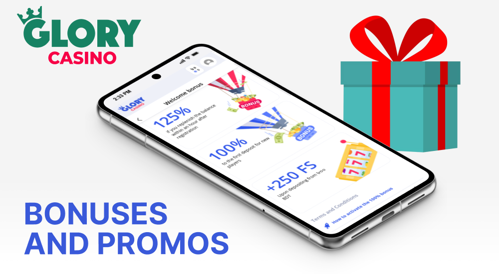 Bonuses and promotions for new players at the Glory Casino app