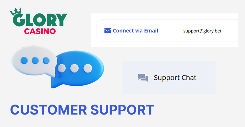 Customer support at the Glory Casino website