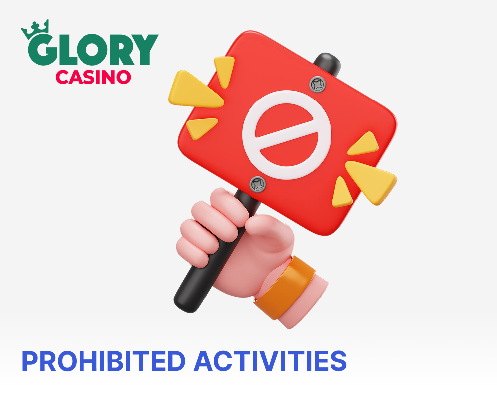 List of prohibited activities and information regarding account closure at Glory Casino